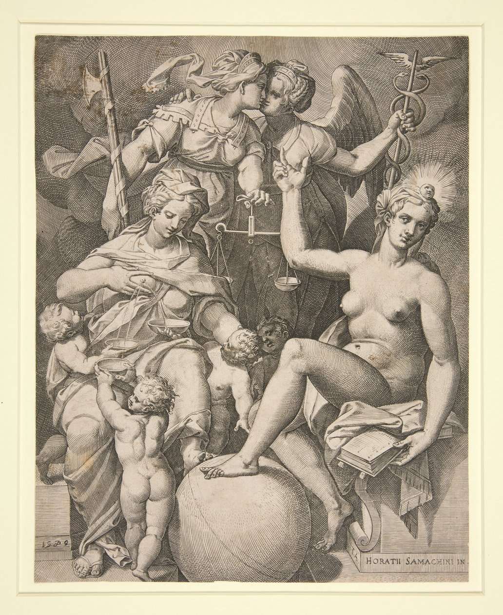 Liefdadigheid, Gerechtigheid, Waarheid en Vrede door Agostino Carracci