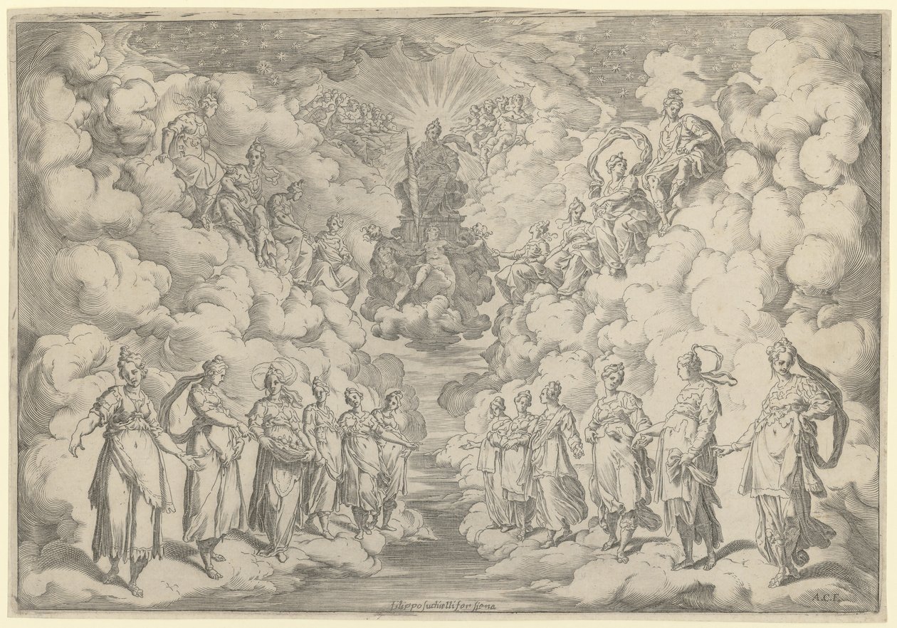 Harmonie der sferen door Agostino Carracci