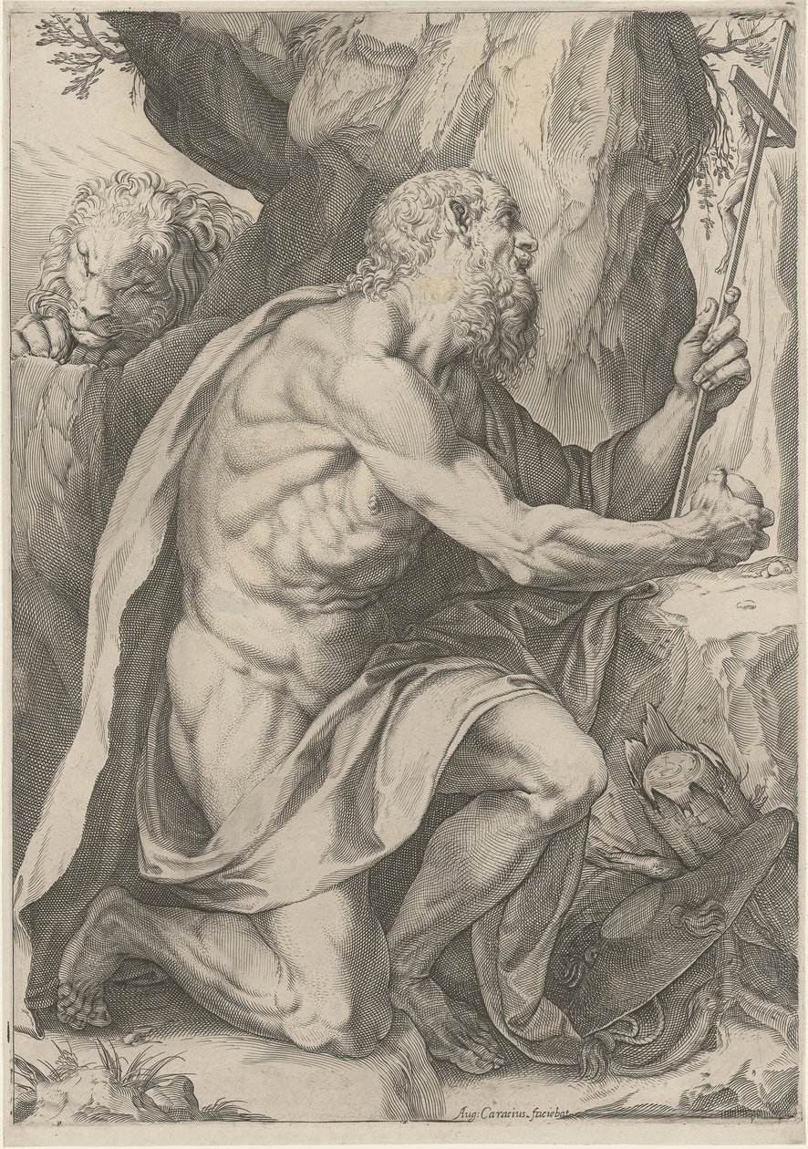 De heilige Hiëronymus door Agostino Carracci