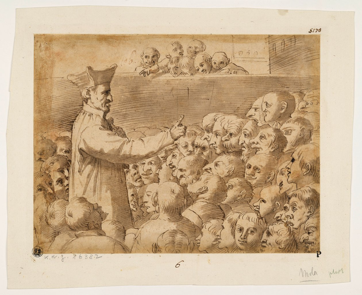 Karikatuur van een preek door Agostino Carracci