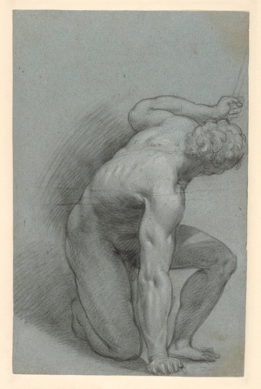 Knielende figuur (recto); liggende figuur (verso) door Agostino Carracci