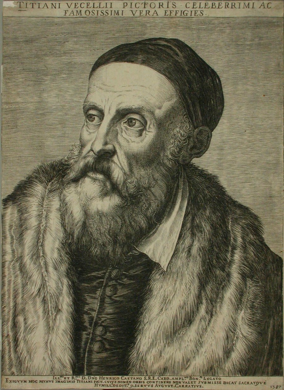 Portret van Titiaan door Agostino Carracci