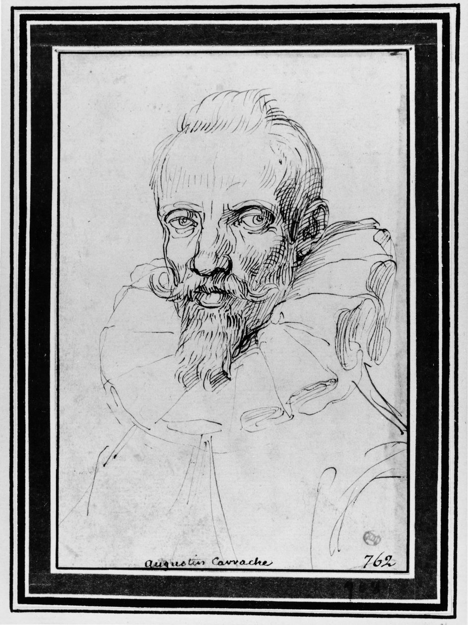 Portret van een man met een baard door Agostino Carracci
