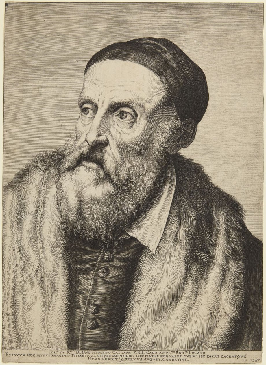 Titiaan  (Bartsch 14 I; Calvesi/Casale 124) door Agostino Carracci