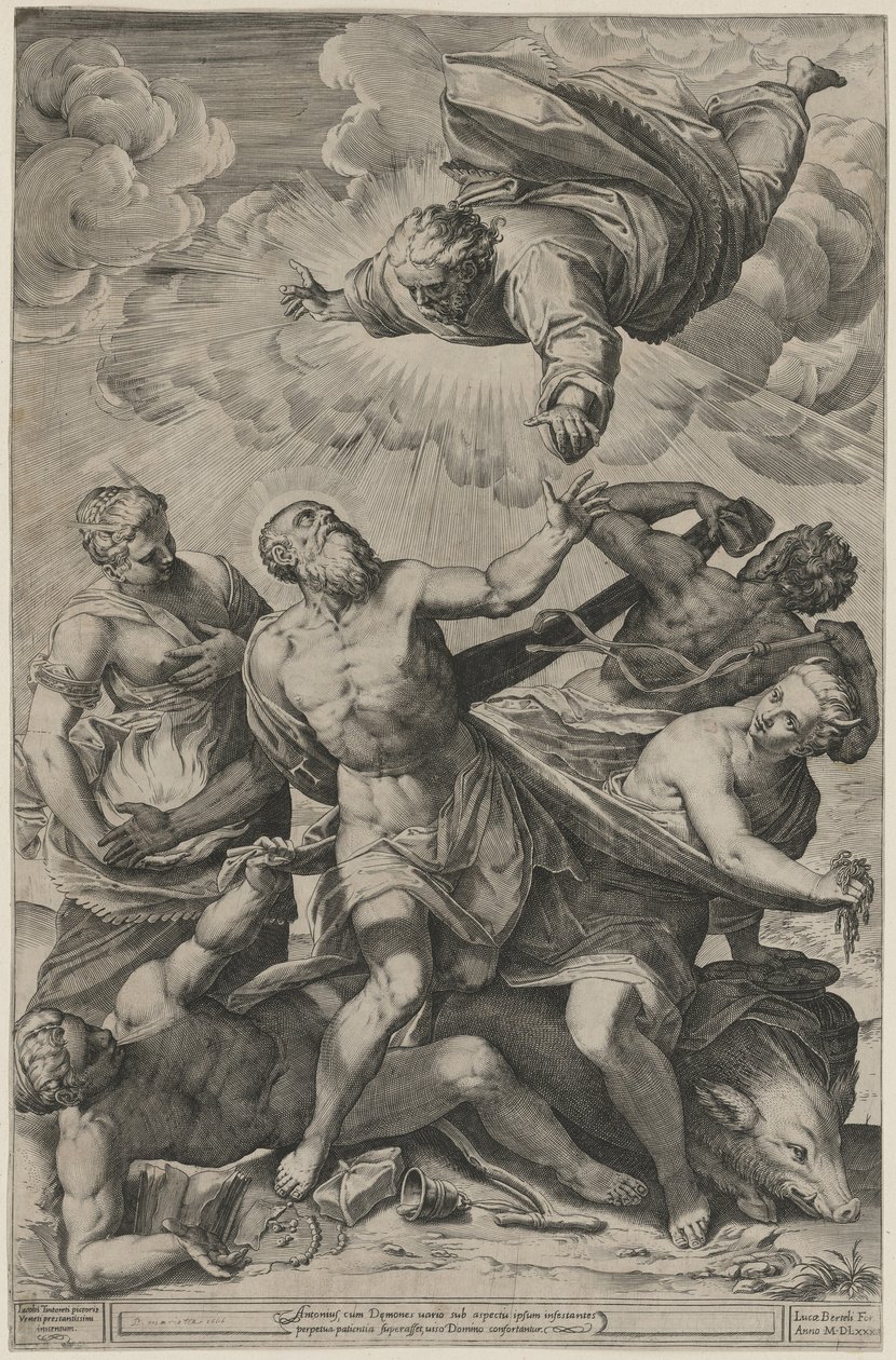 De beproeving van de heilige Antonius door Agostino Carracci