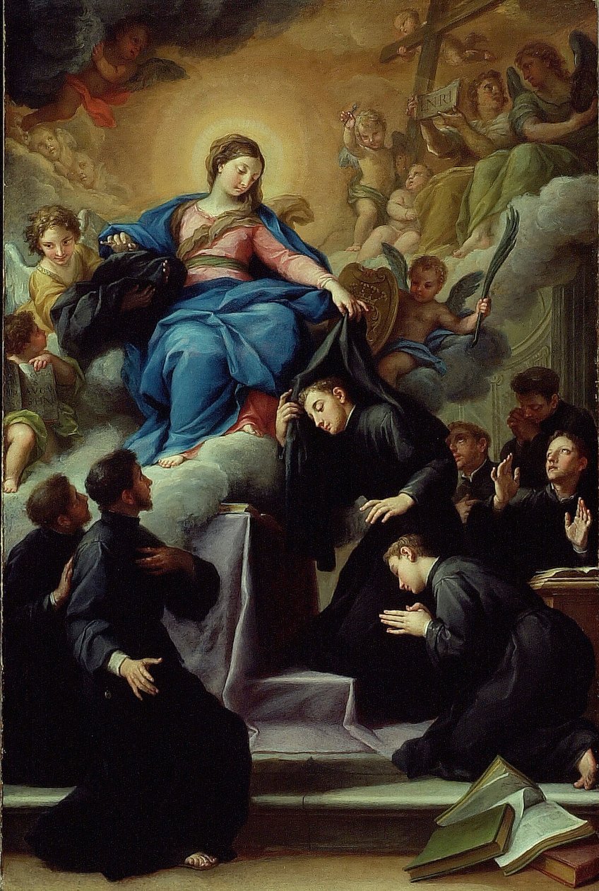 De Madonna met de zeven stichters van de Servietenorde, ca. 1728 door Agostino Masucci