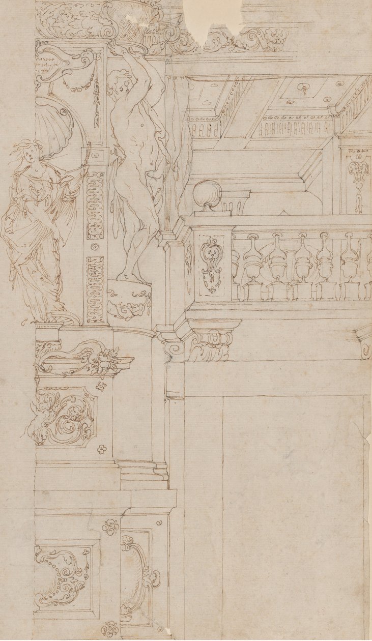 Studies voor de trompe-l’oeil decoraties van Palazzo Ducale Palazzo Pitti, Florence door Agostino Mitelli