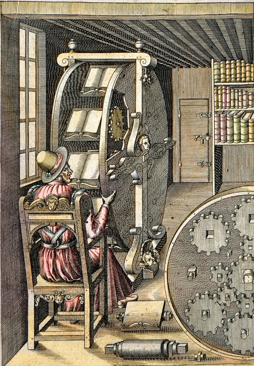 Draaiend bureau - Uit "Le Diverse et Artifiose Machine" door Agostino Ramelli (1531-1608) - Parijs 1588 door Agostino Ramelli