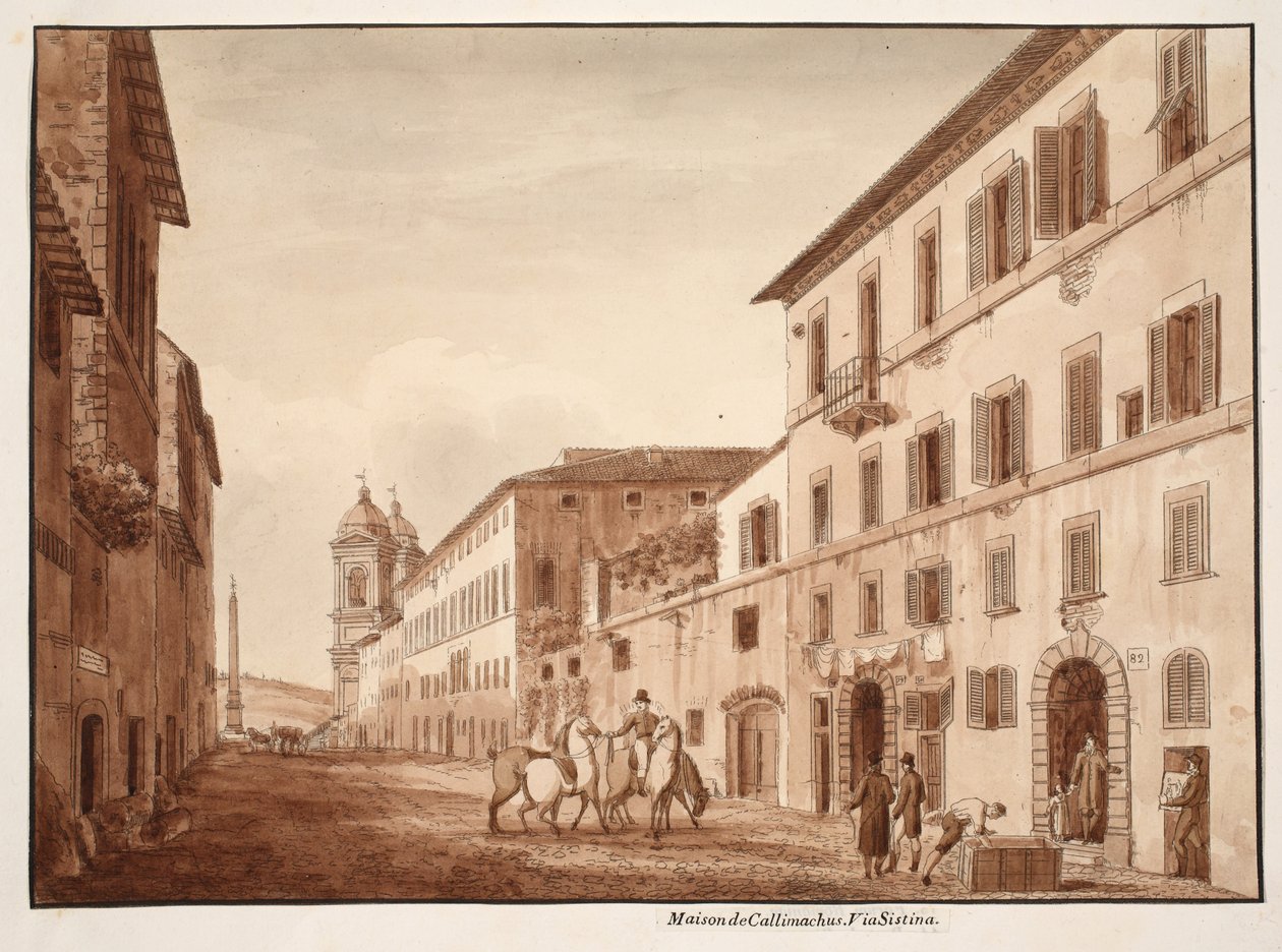 Het Huis van Callimachus, Via Sistina, 1833 door Agostino Tofanelli