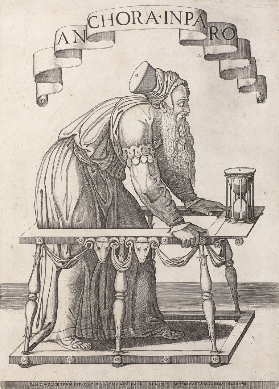 Allegorie op de ouderdom door Agostino Veneziano (attributed to)