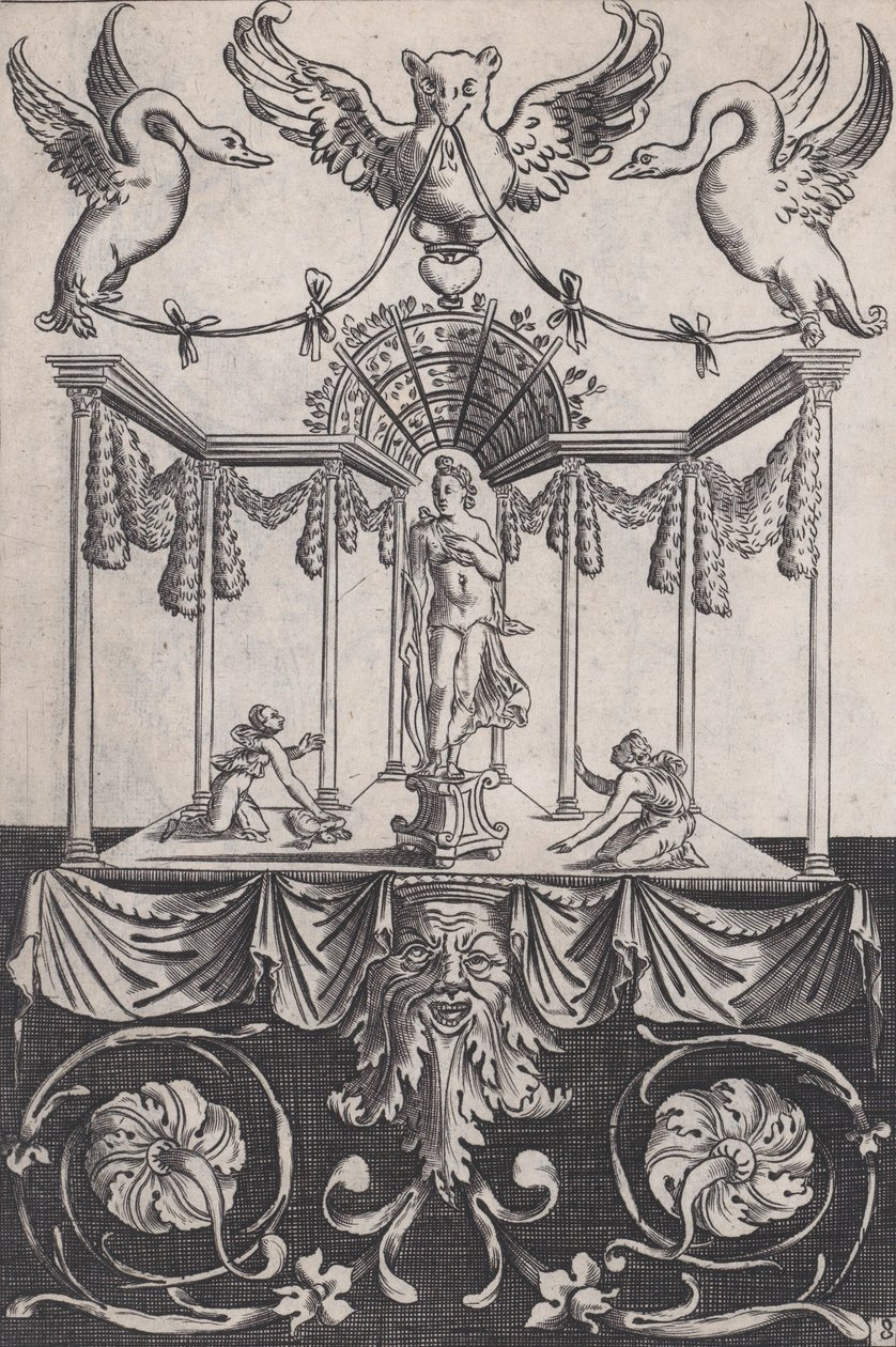 Ornamenteel paneel, ca. 1514-36 door Agostino Veneziano