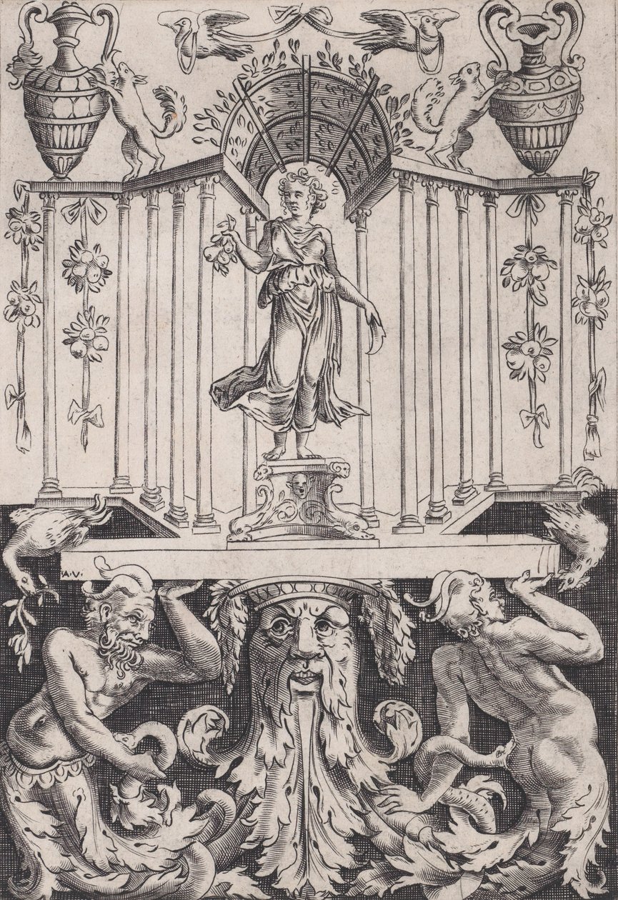Ornamenteel Paneel, ca. 1514-36 door Agostino Veneziano