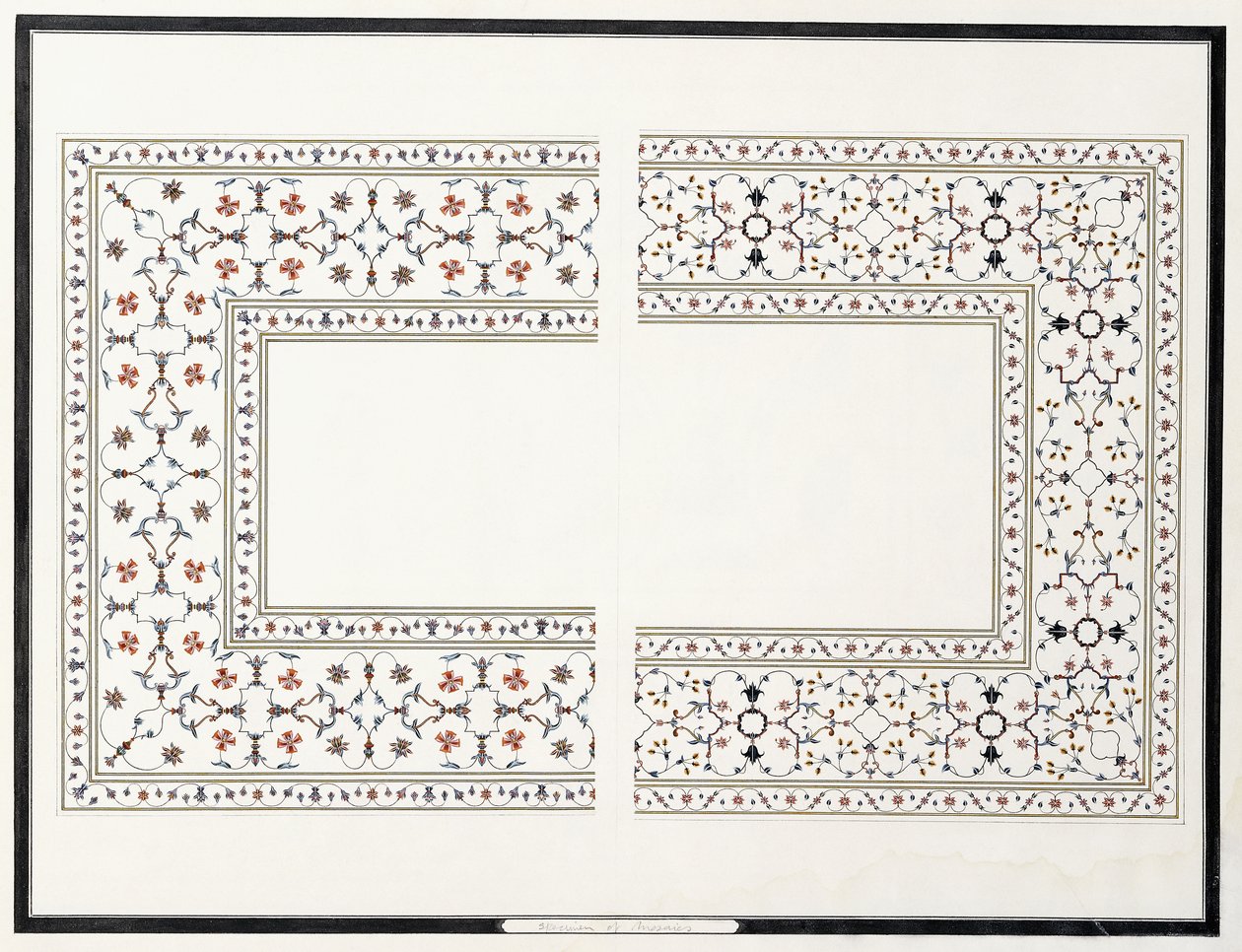 Voorbeelden van de mozaïeken, uit het graf van de keizer, c. 1815 door Agra School