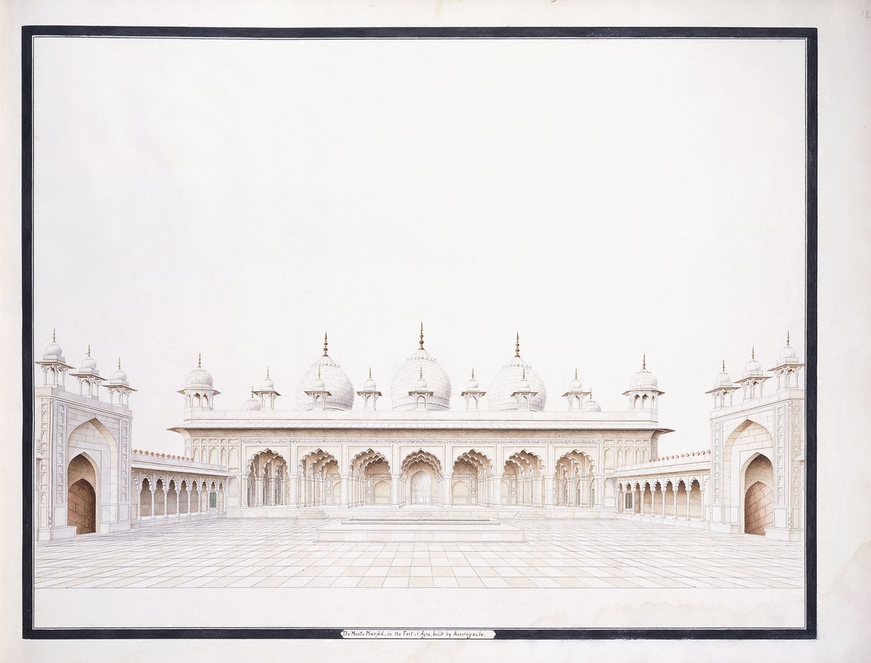 De Moti Musjid in het fort van Agra, ca. 1815 door Agra School