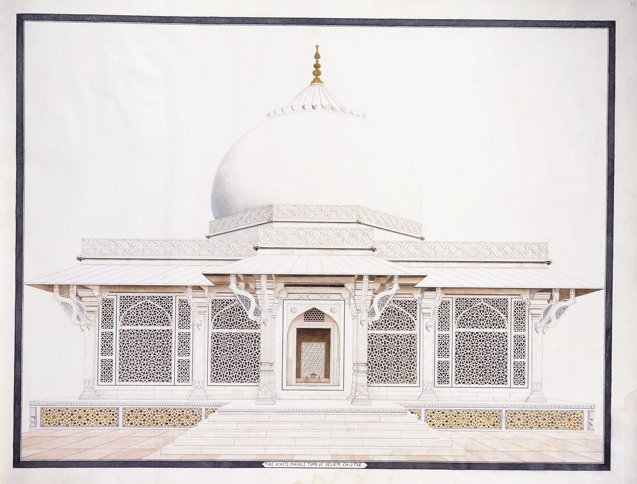 Het Witte Marmeren Graf van Seliem Chistie, ca. 1815 door Agra School