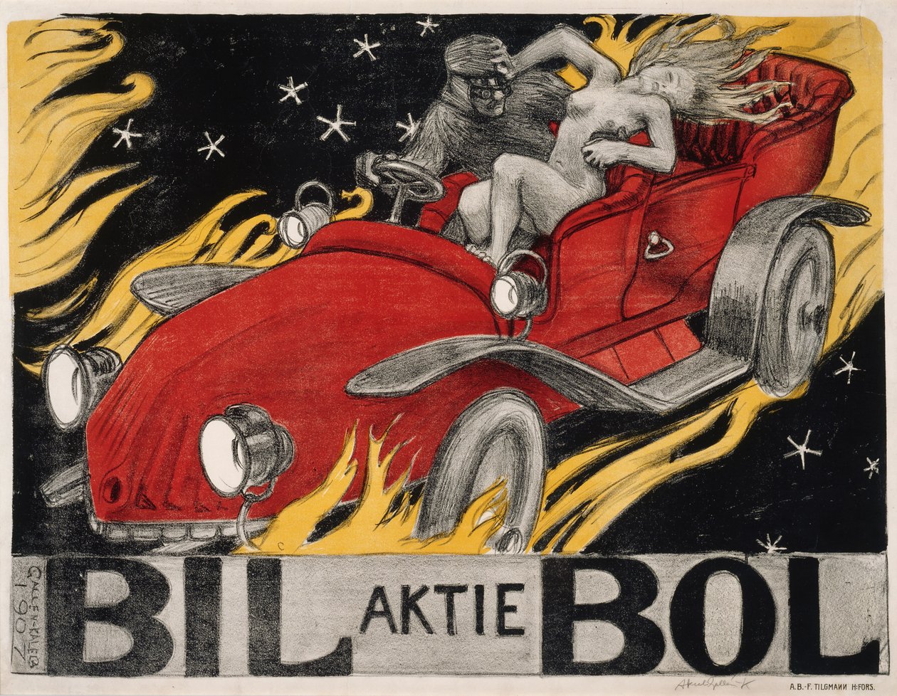 Bil-Bol, poster voor een autodealer door Akseli Gallen-Kallela