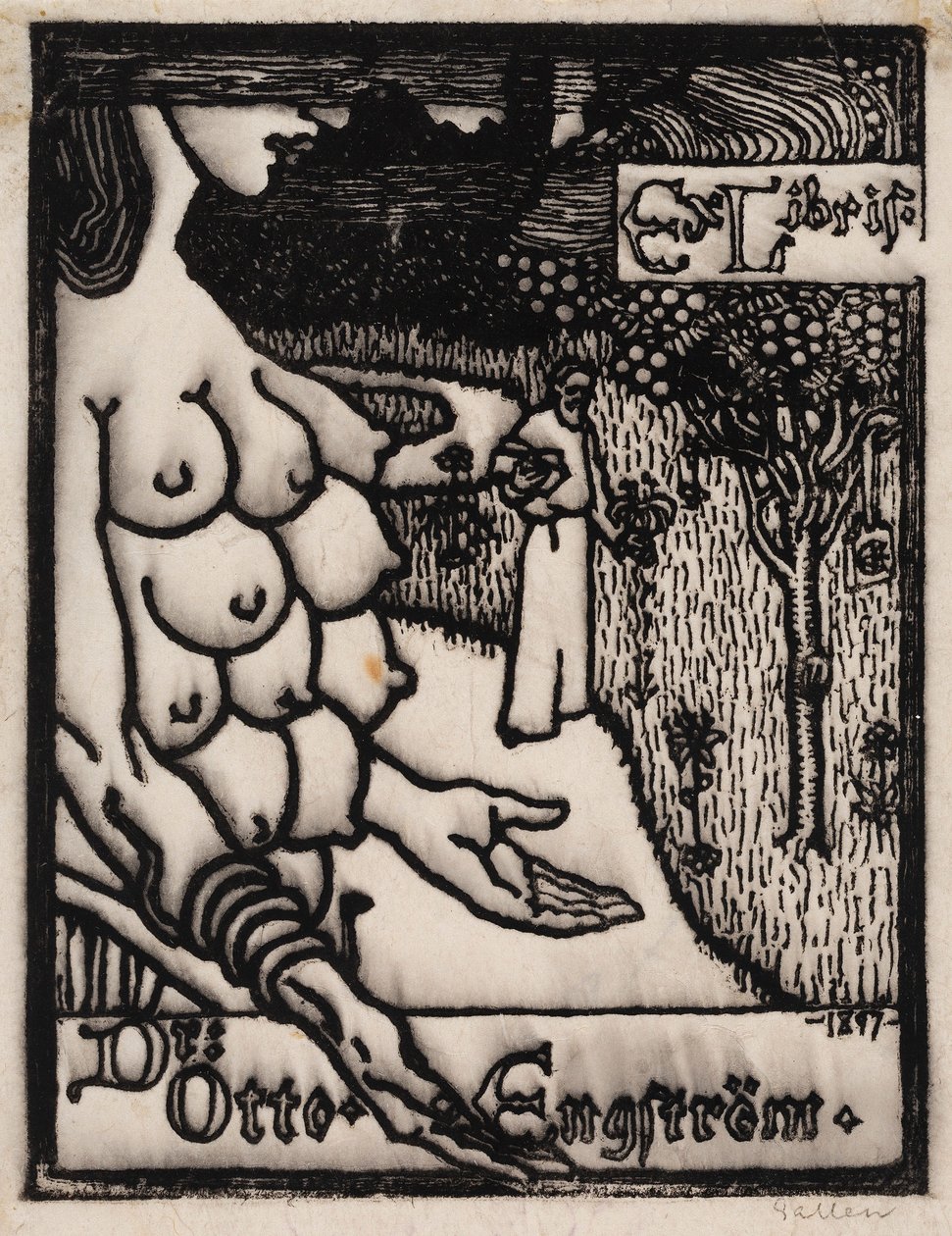 Exlibris voor Dr. Otto Engström door Akseli Gallen-Kallela