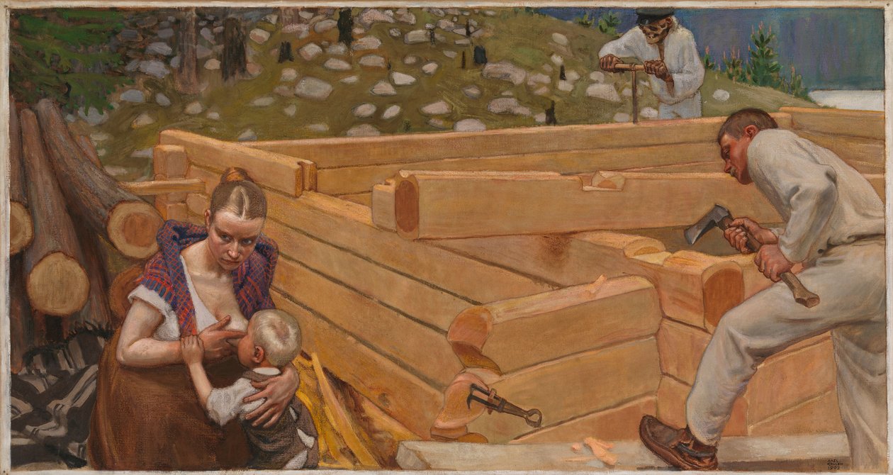 Gebouw, ontwerp voor de fresco’s in het Jusélius-mausoleum door Akseli Gallen-Kallela