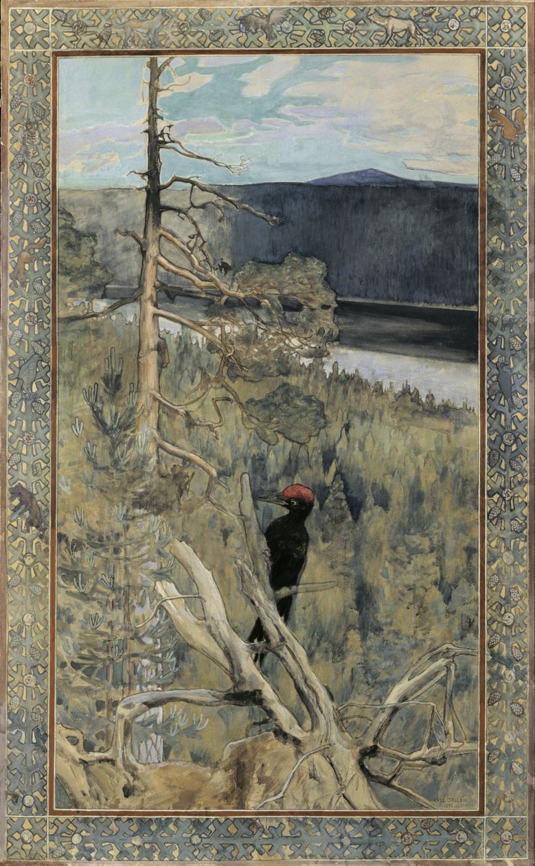 Grote zwarte specht door Akseli Gallen-Kallela