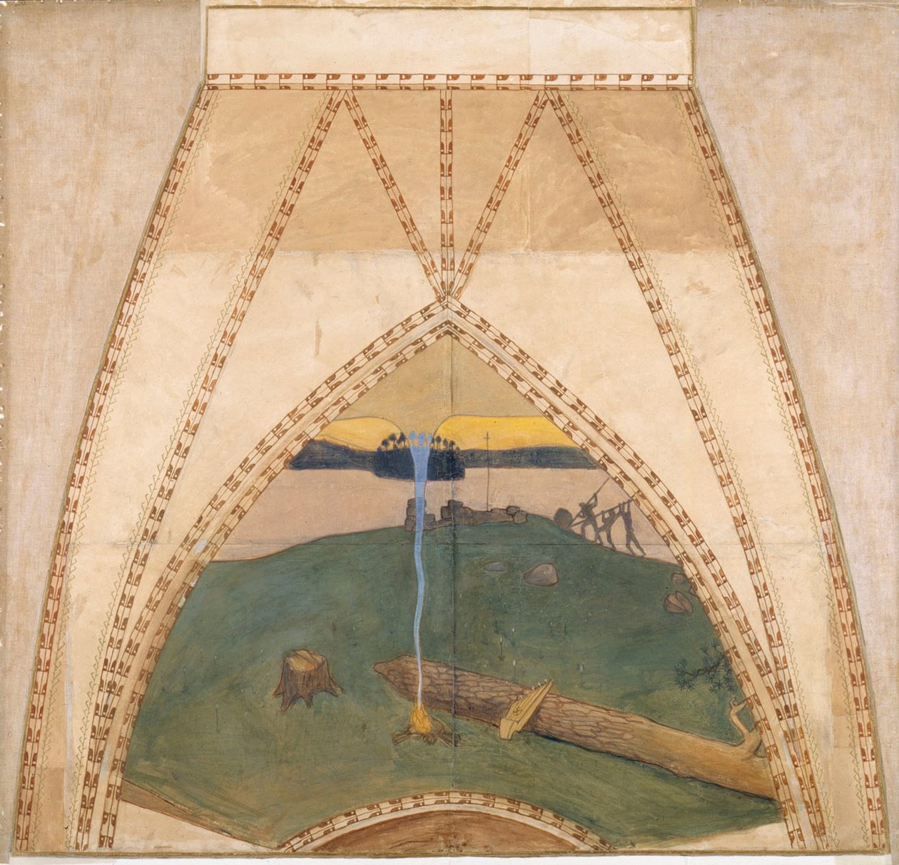 Heidentum und Christentum, Skizze für die Kuppelfresken des finnischen Pavillons auf der Weltausstellung 1900 in Paris door Akseli Gallen-Kallela