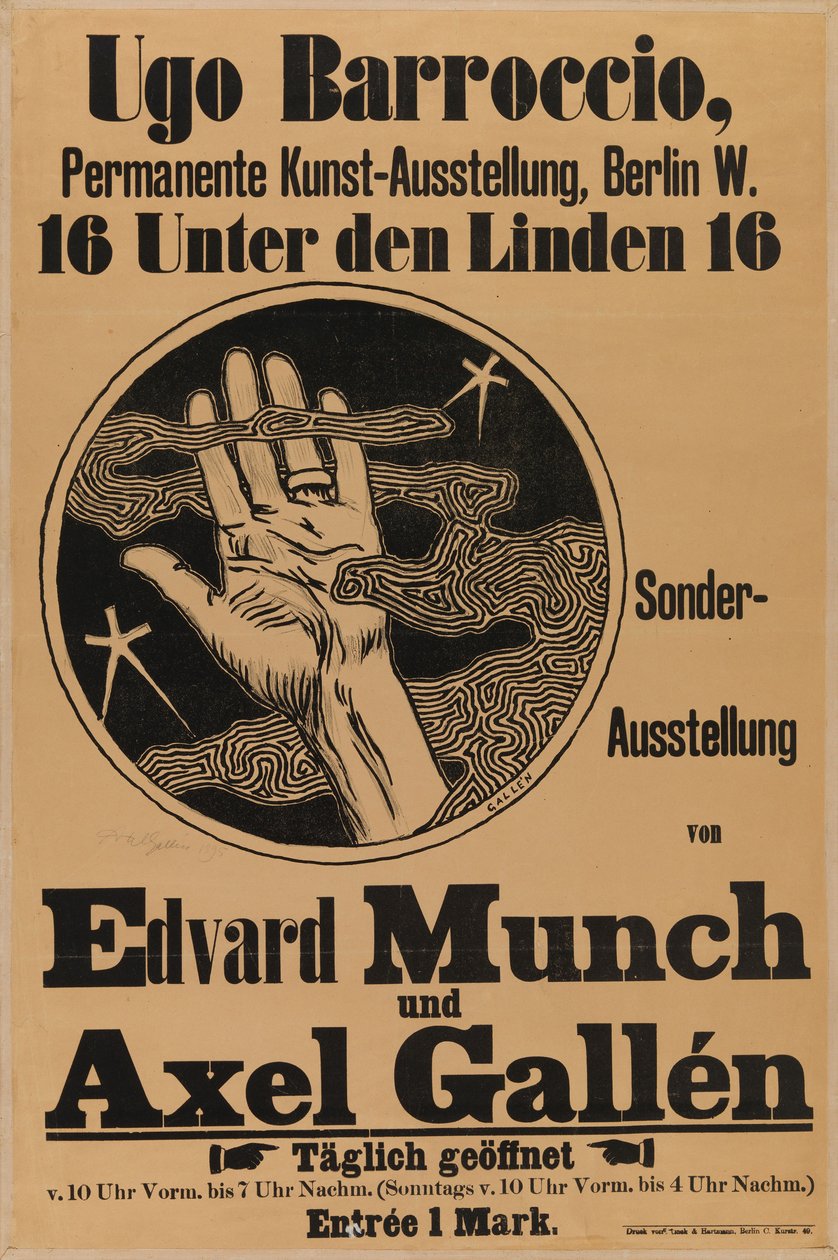 Plakat für Munch & Galléns Ausstellung door Akseli Gallen-Kallela