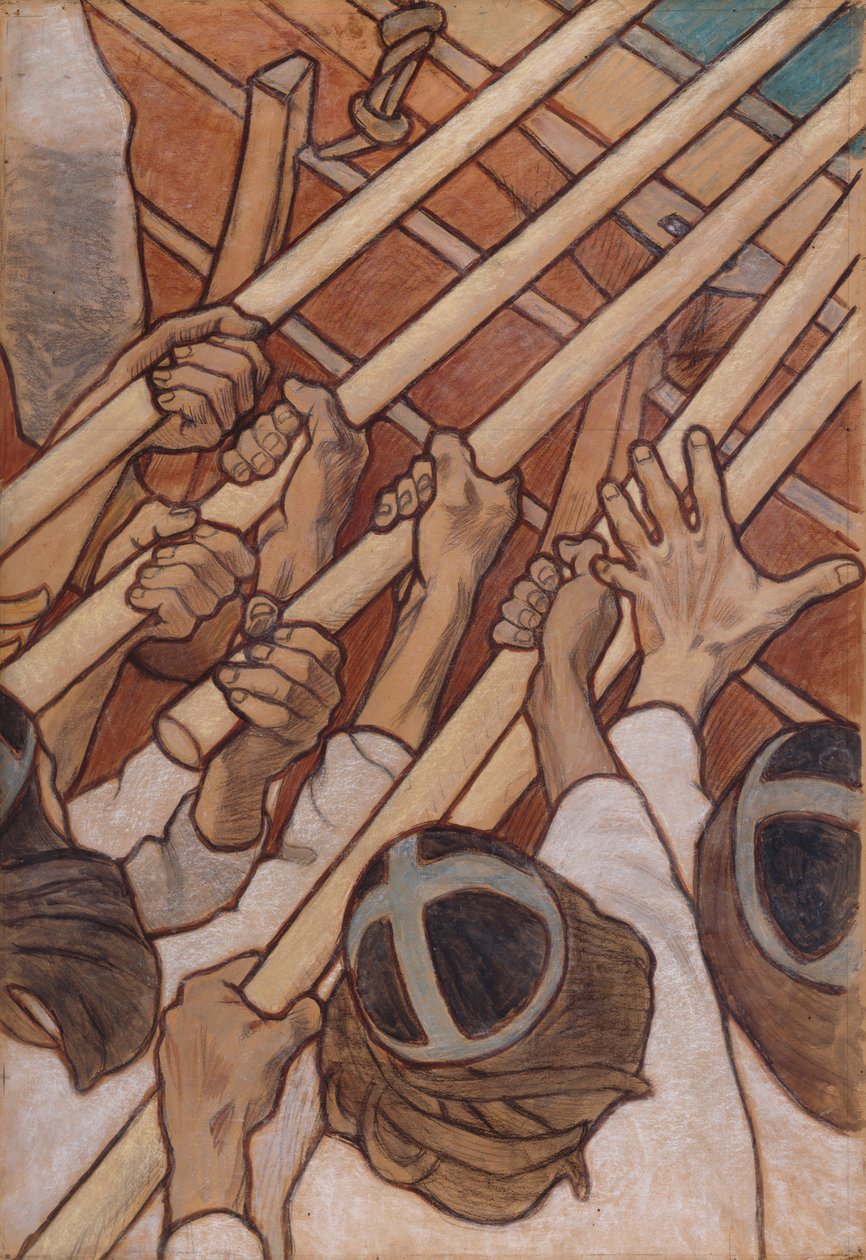 De verdediging van de Sampo, schets voor de fresco’s in de koepel van het Finse paviljoen in Parijs door Akseli Gallen-Kallela