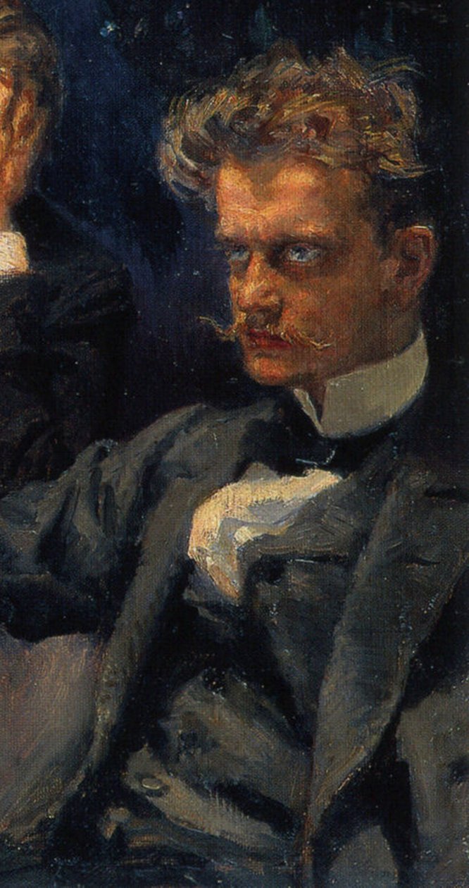 Het symposium, detail: Jean Sibelius, 1894 door Akseli Gallen Kallela