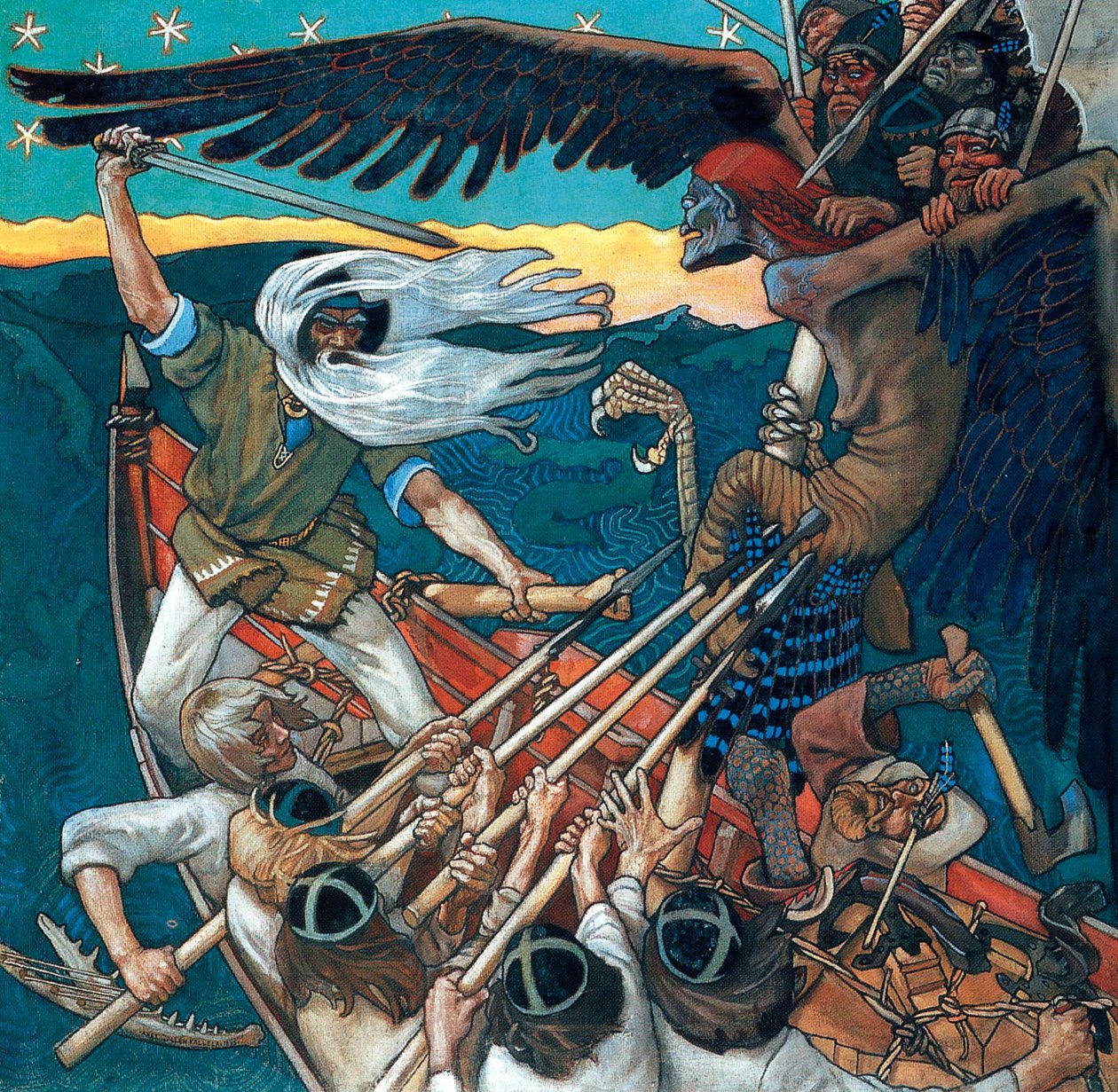 De Verdediging van de Sampo, 1896 door Akseli Valdemar Gallen Kallela
