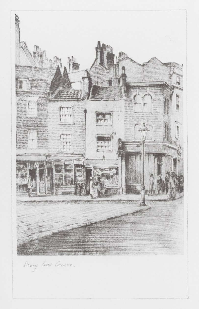 Londen Lanes: Drury Lane Corner (litho) door Alan Stapleton