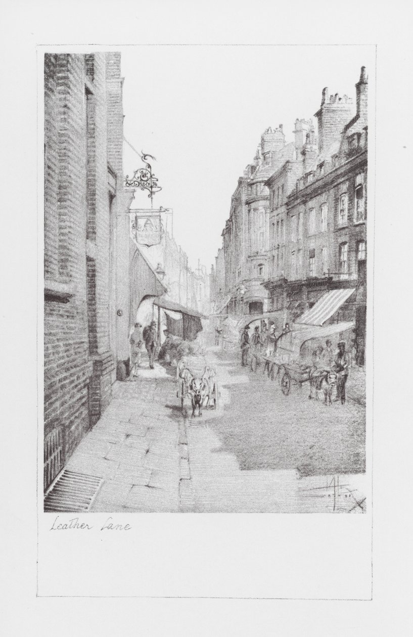 Lanes in Londen: Leather Lane (litho) door Alan Stapleton