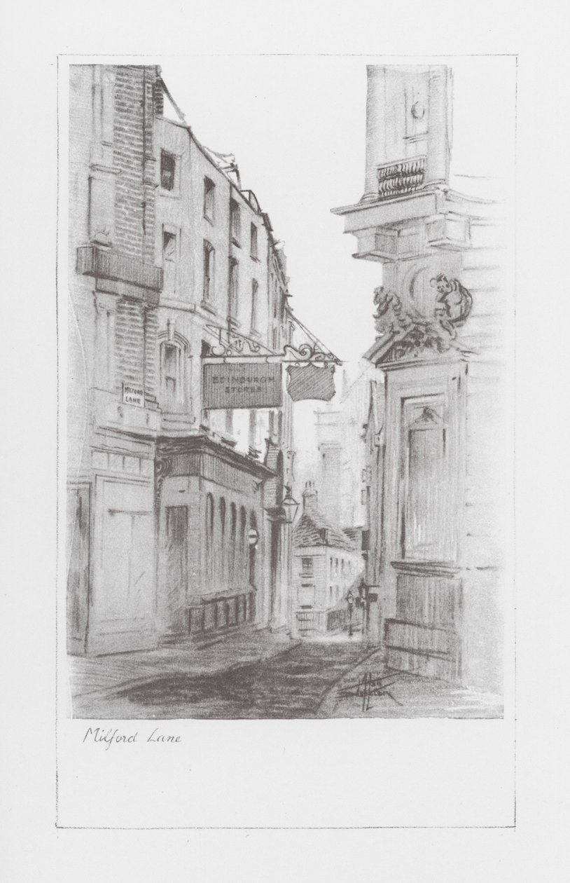 Londen Lanes: Milford Lane (litho) door Alan Stapleton