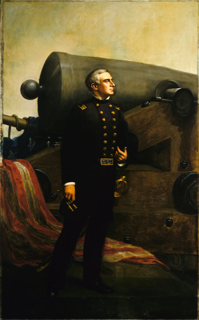 Het eerste kanon bij Fort Sumter Majoor Robert Anderson, ca. 1861 door Alban Jasper Conant