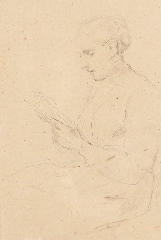Studie van een lezend meisje door Albert Anker