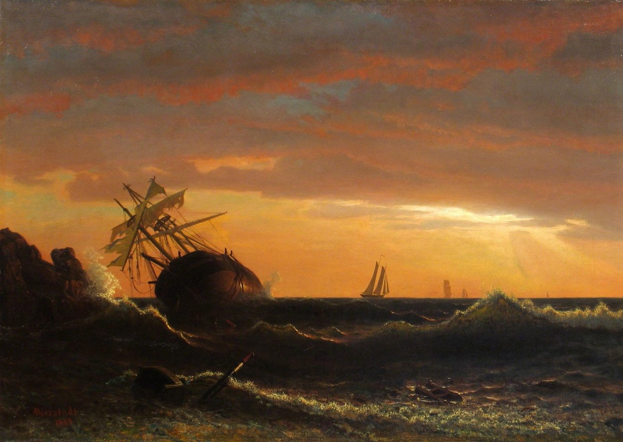 Gestrand schip door Albert Bierstadt