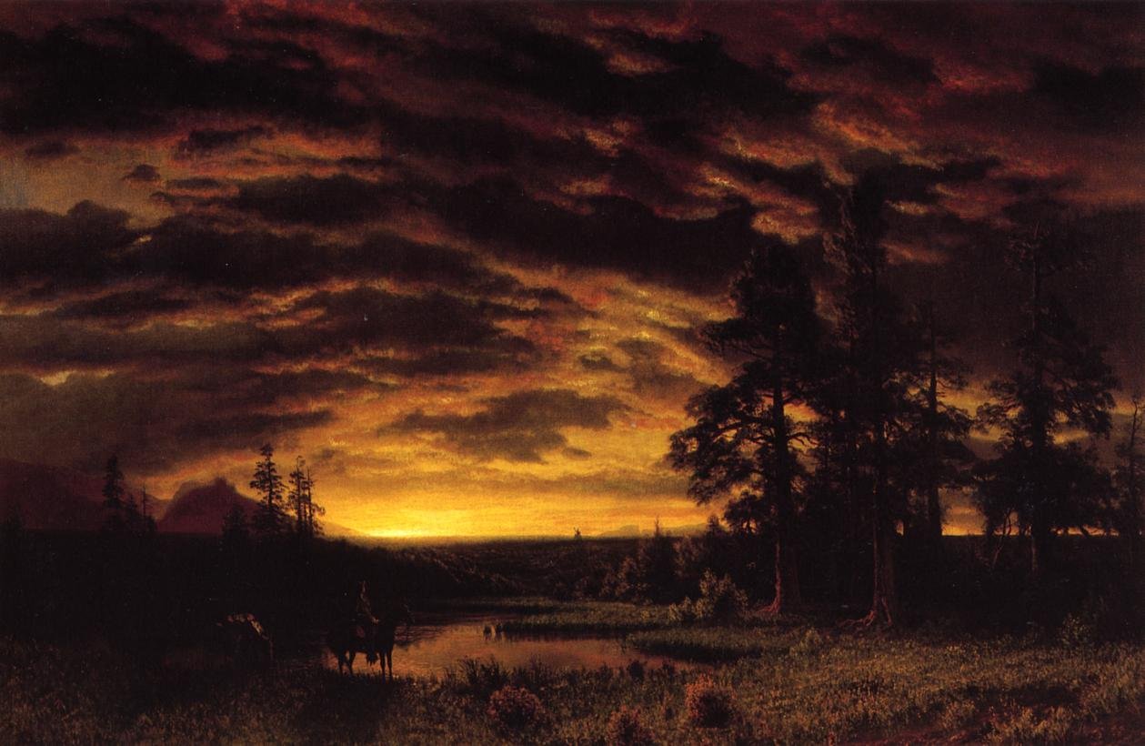 Avond op de prairie door Albert Bierstadt