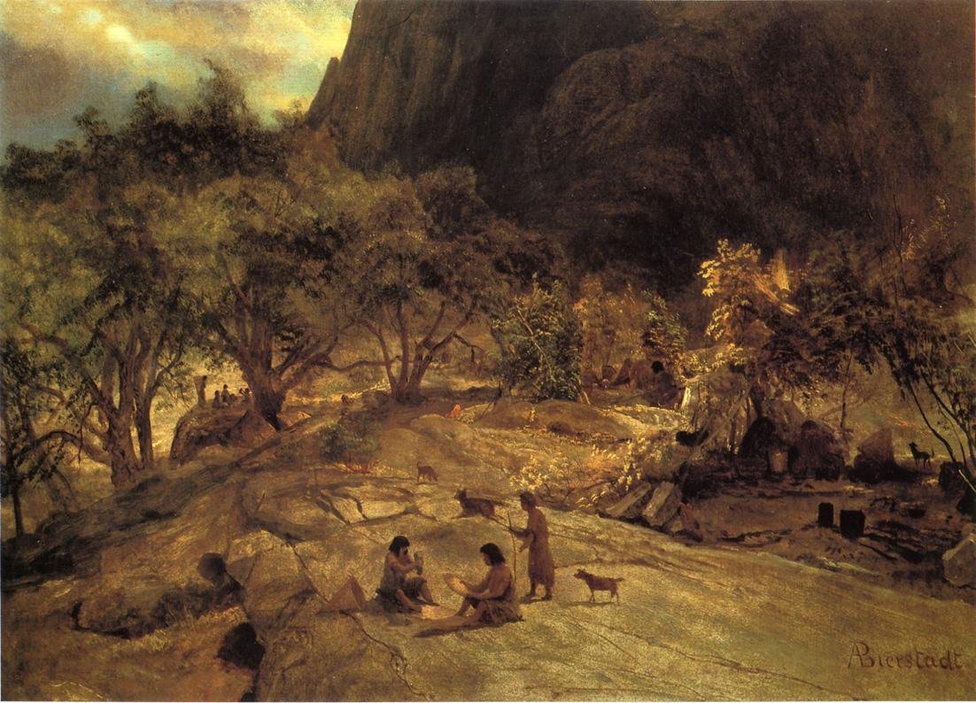 Indiaans kampement Yosemite Valley Californië door Albert Bierstadt