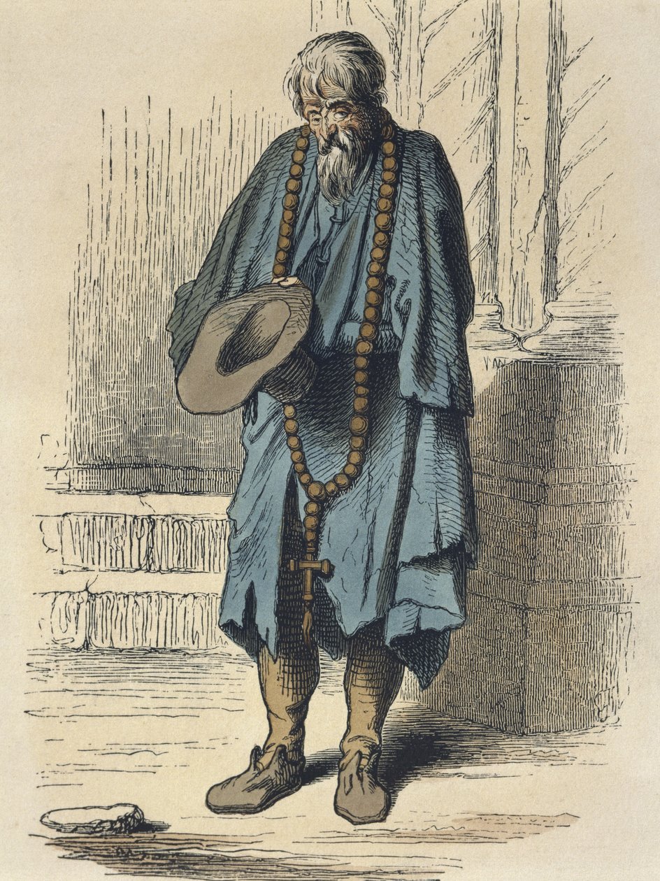 Bedelaar, naar Jacques Callot (1592-1635) gegraveerd door Adrien Lavieille (1818-62) door Albert Charles August Racinet