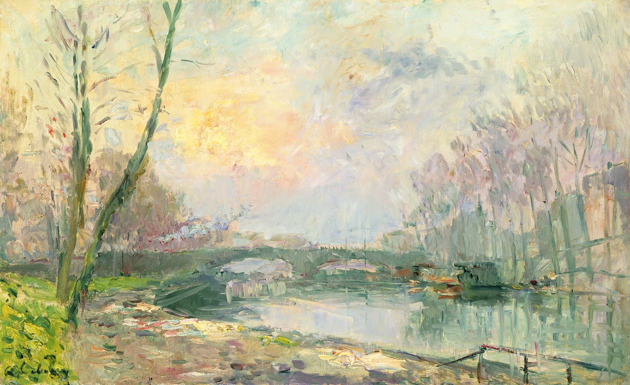 Uitzicht op de Seine, Parijs door Albert-Charles Lebourg