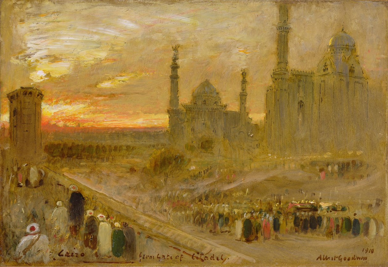 Caïro vanaf de poort van de citadel door Albert Goodwin