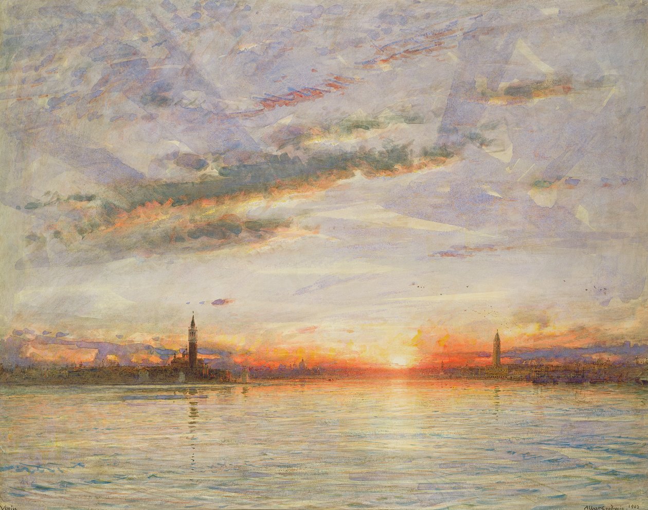 Zonsondergang, Venetië, 1902 door Albert Goodwin