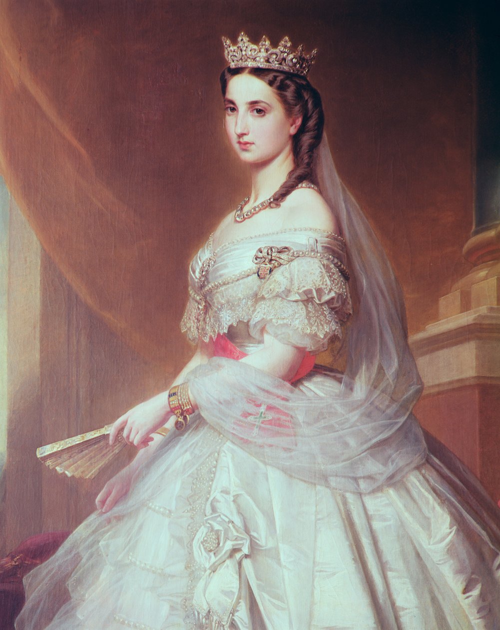 Portret van Charlotte van Saksen-Coburg-Gotha (1840-1927) Prinses van België en Keizerin van Mexico door Albert Graefle