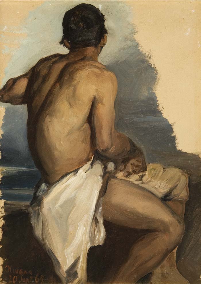 Mannelijke naakt van achteren door Albert Hertel