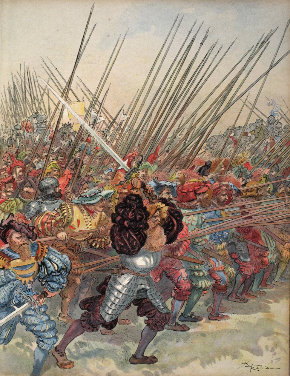 Aanval van de Zwitsers bij Marignan, illustratie uit 