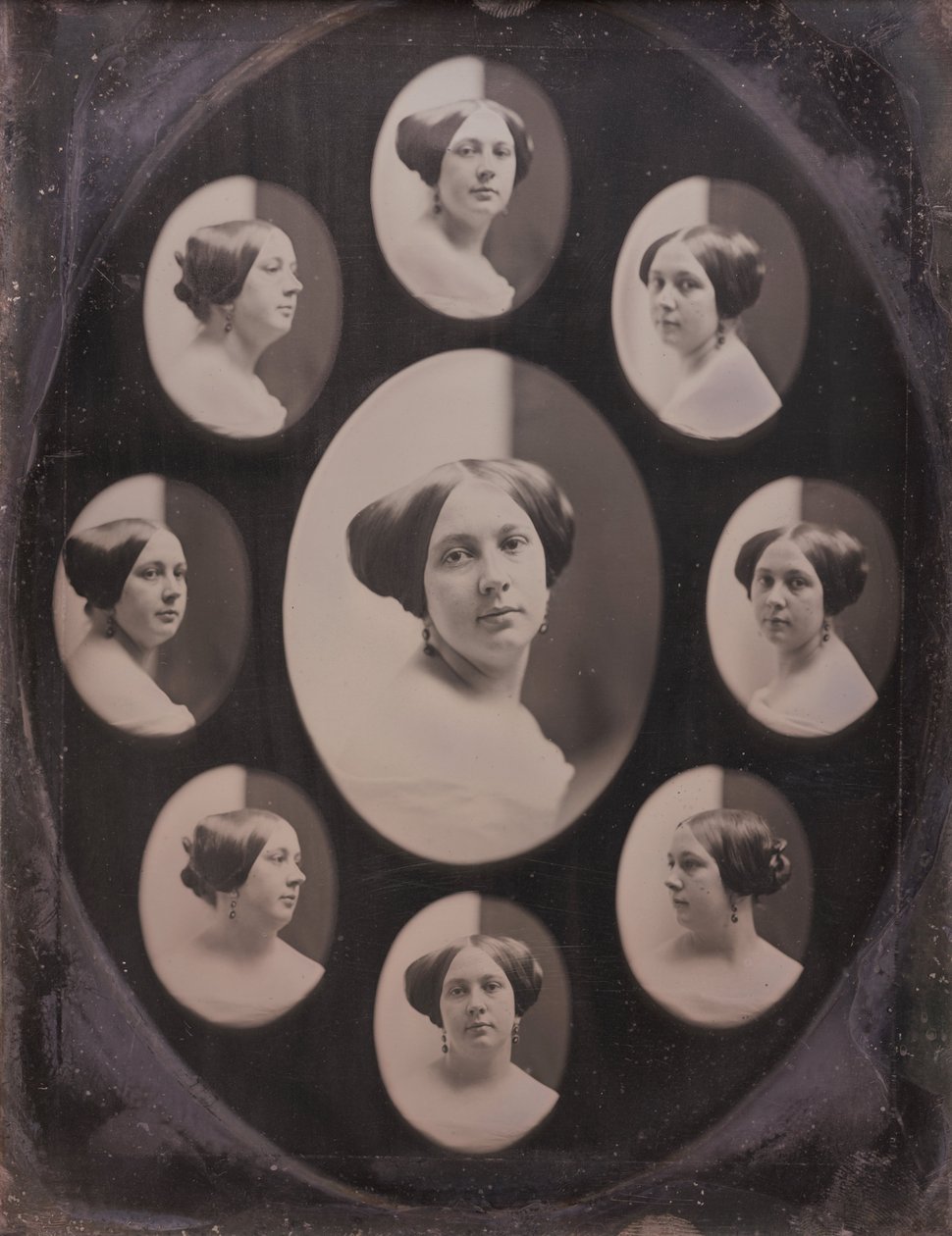 Portret van een vrouw in negen ovale uitzichten door Albert Sands Southworth