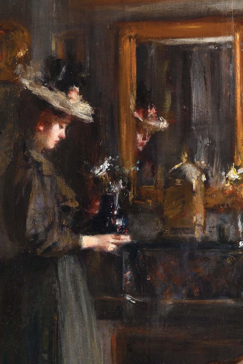 Vrouw in een interieur door Albert de Belleroche