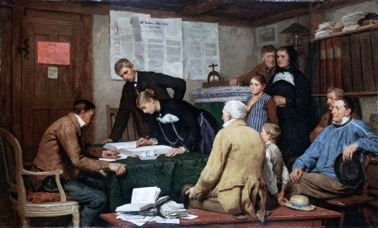 Burgerlijk huwelijk door Albert Anker