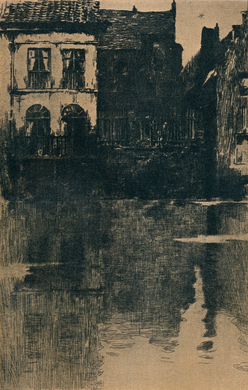 Oude Huizen aan de Waterkant, ca. 1886-1906, 1906-7 door Albert Baertsoen