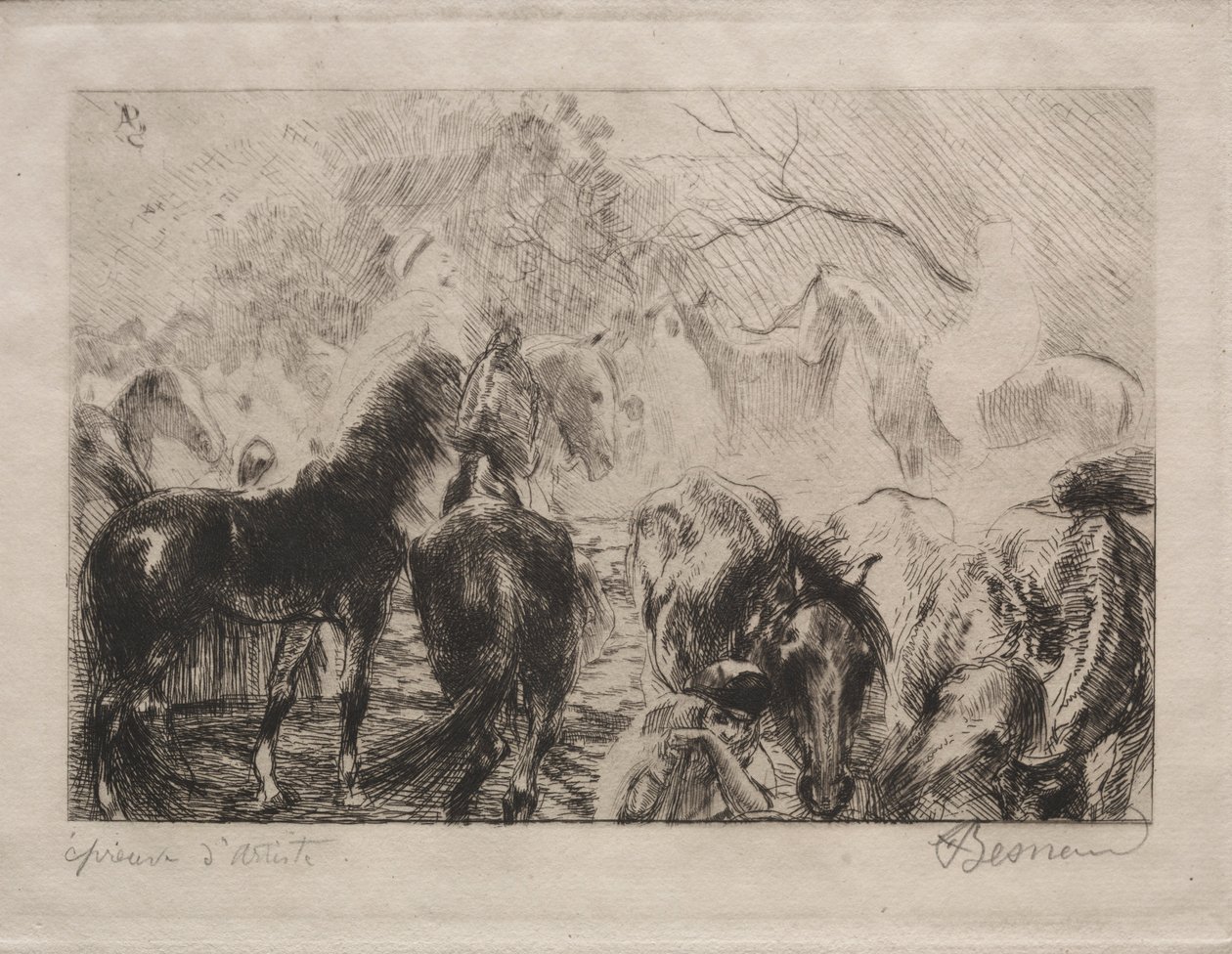 Paardenmarkt in Algiers, 1898 door Paul Albert Besnard