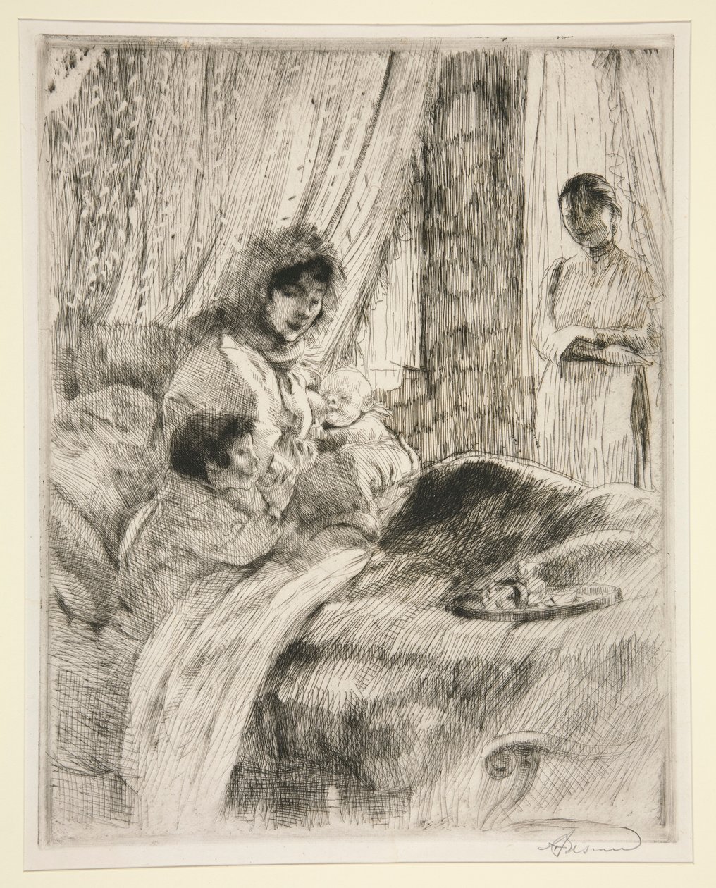Le Déjeuner (of Gelukkige Moederschap) door Albert Besnard