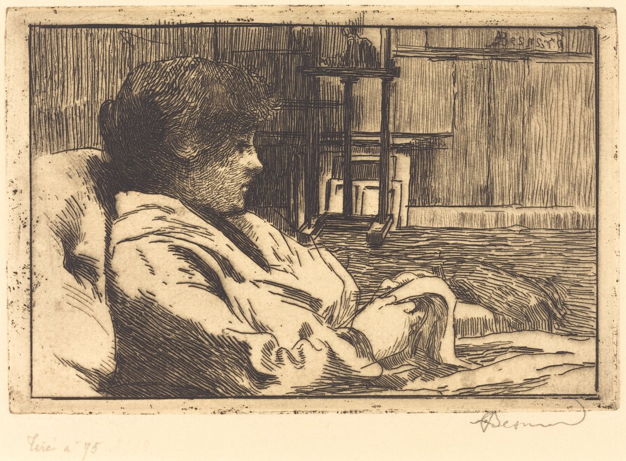 Vrouw Leest in het Atelier door Albert Besnard